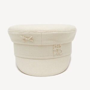 Ruslan Baginskiy Monogram and pearls-embellished Baker Boy Cap